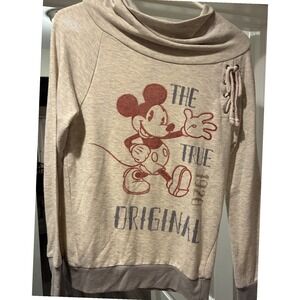 Disney Parks Mickey Mouse Sweatshirt Womens Small vintage Lace Up Pullover
